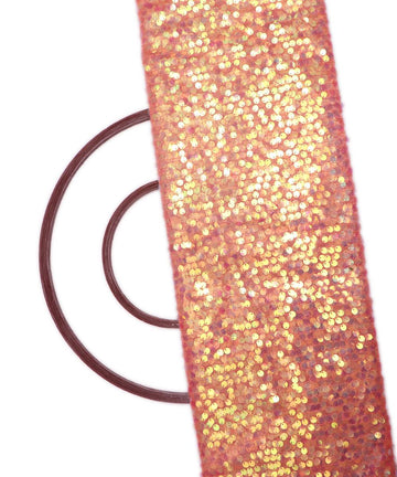 peach sequin net embroidery fabric